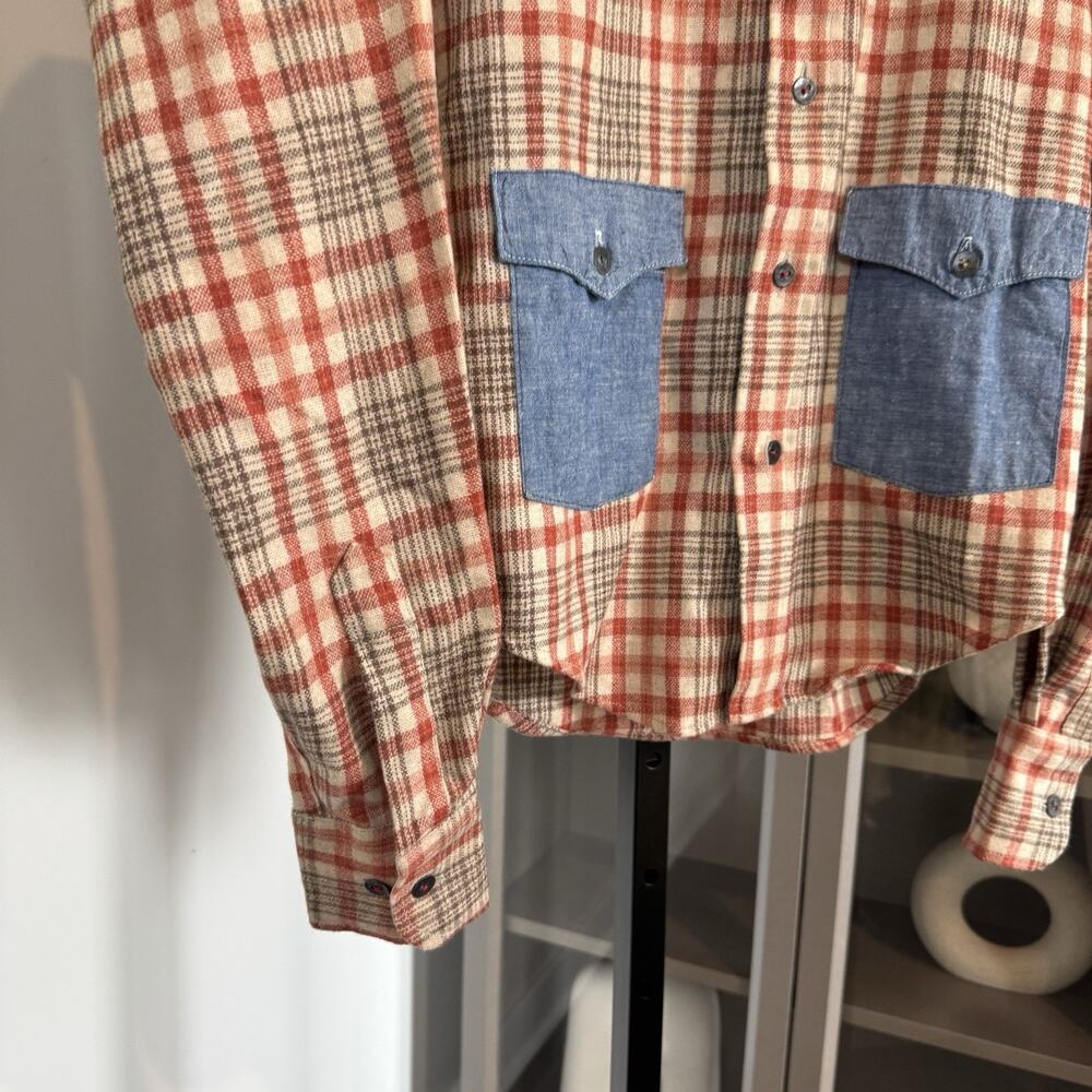 Todd Snyder Sample Wool Chambray Patchwork Button… - image 3